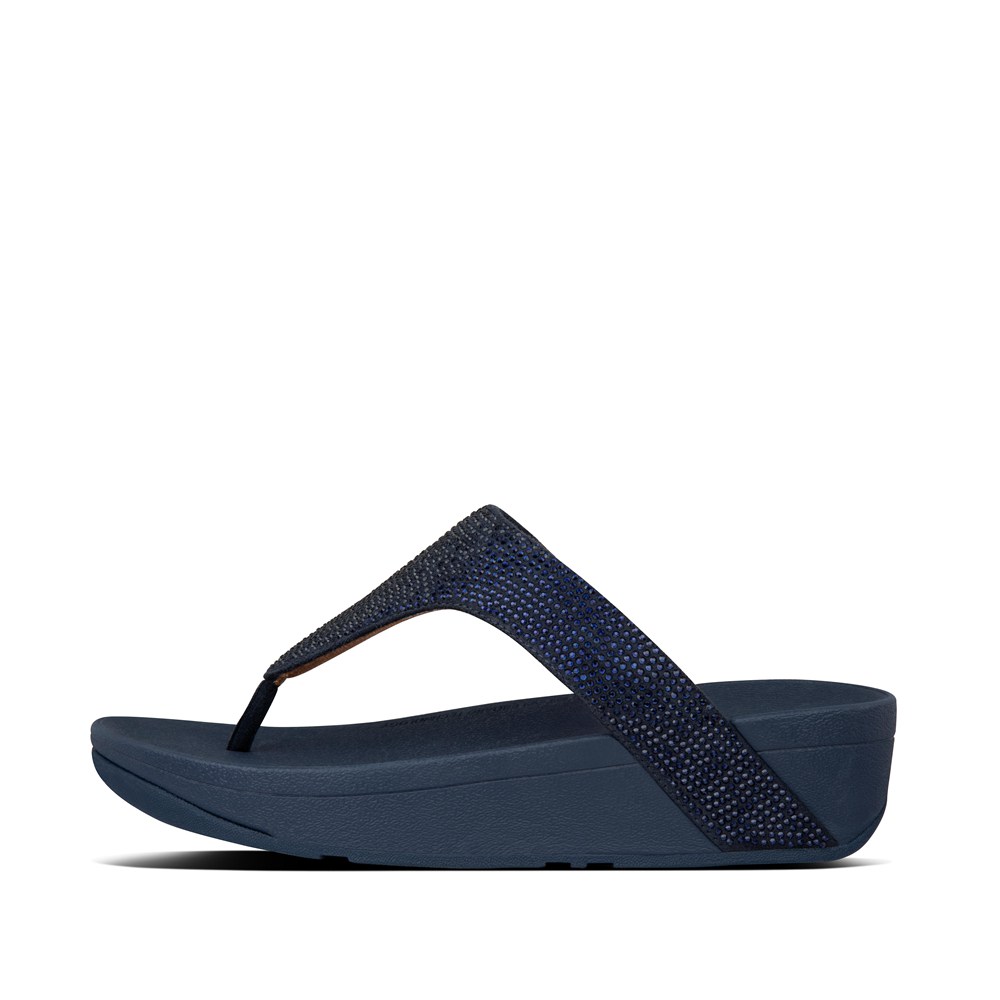 Fitflop Womens Sandals - Lottie Shimmercrystal Toe-post - Navy - 782-DZLOMN